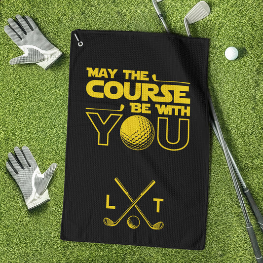 May The Course Be With You Custom Name For Men, Golfers, Husband, Buddies - Personalized Golf Towel