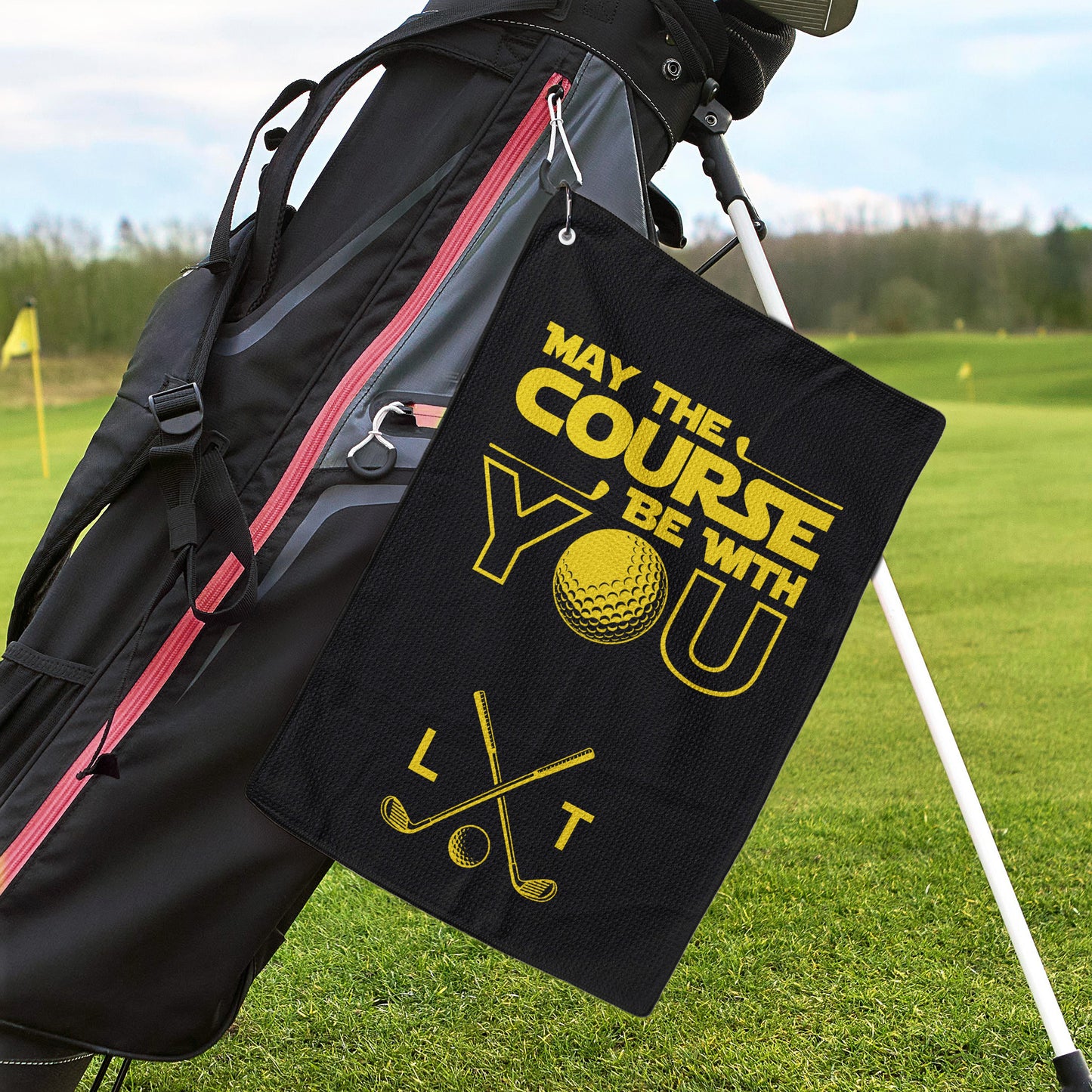 May The Course Be With You Custom Name For Men, Golfers, Husband, Buddies - Personalized Golf Towel