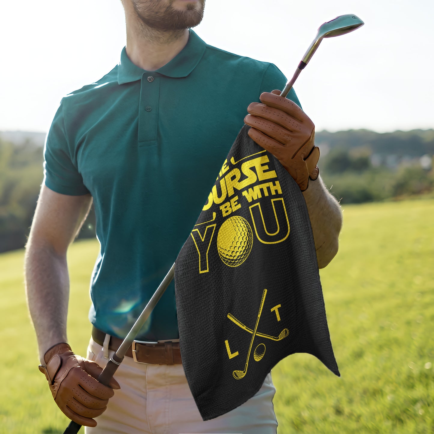 May The Course Be With You Custom Name For Men, Golfers, Husband, Buddies - Personalized Golf Towel