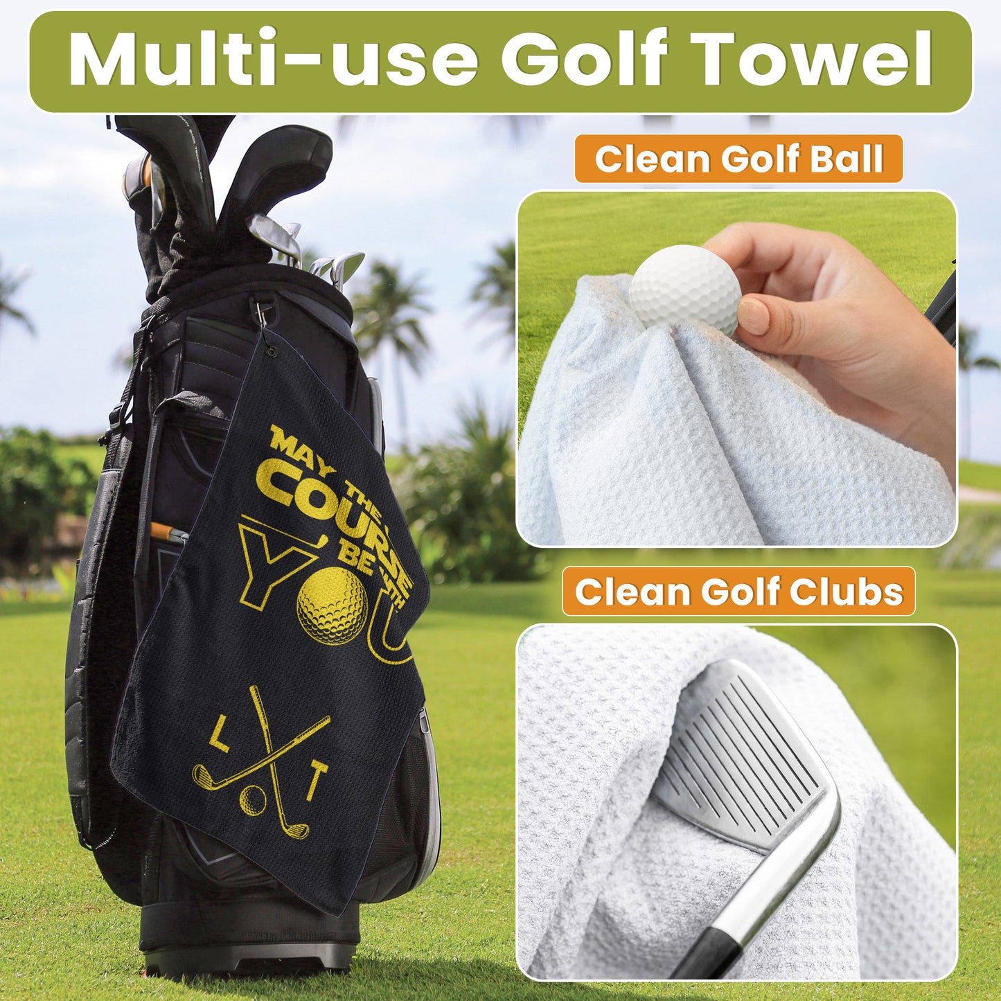 May The Course Be With You Custom Name For Men, Golfers, Husband, Buddies - Personalized Golf Towel