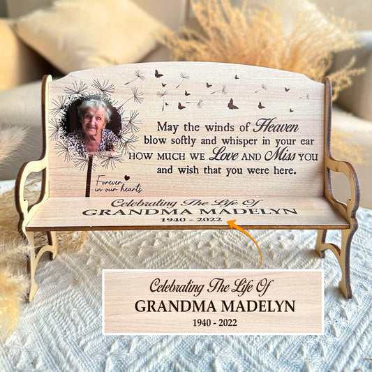 May The Winds Of Heaven - Personalized Photo Memorial Bench