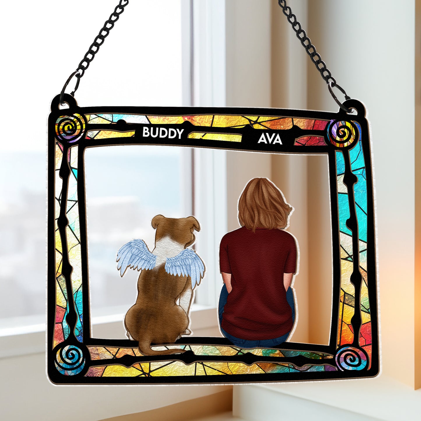 Me & My Dog - Personalized Window Hanging Suncatcher Ornament