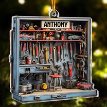 Mechanic Tool Box Ornament - Tools Garage Ornament - Personalized Acrylic Ornament