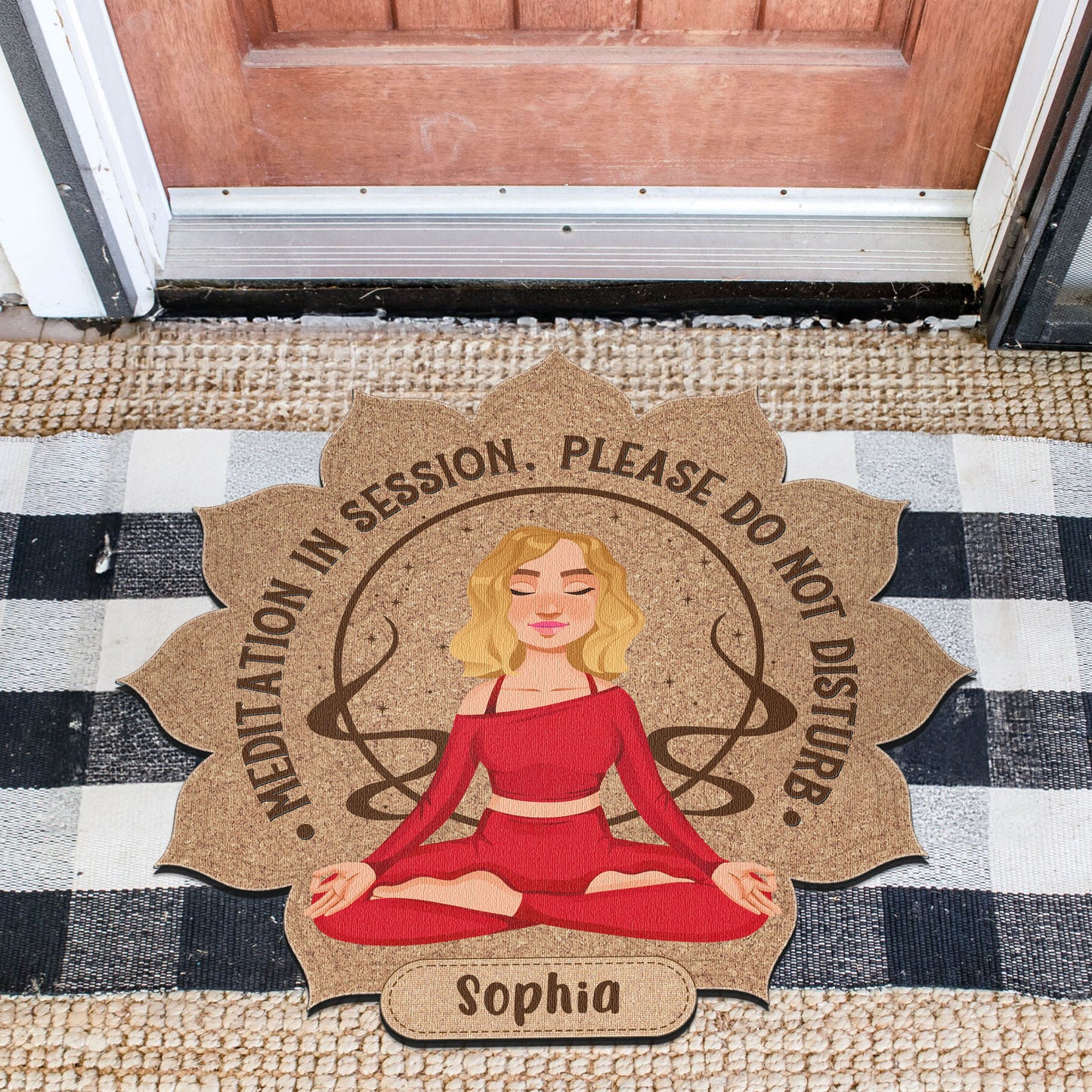 Meditation In Session. Please Do Not Disturb - Personalized Custom Shaped Doormat