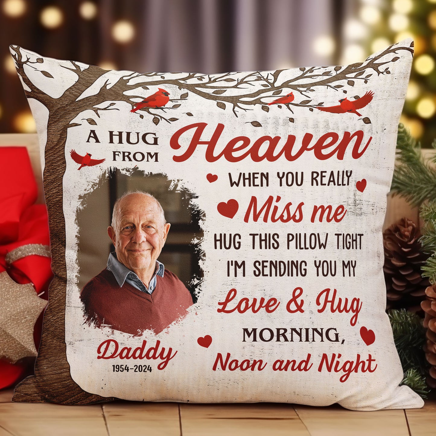 Memorial A Hug From Heaven 2 - Personalized Photo Pillow (Insert Included)