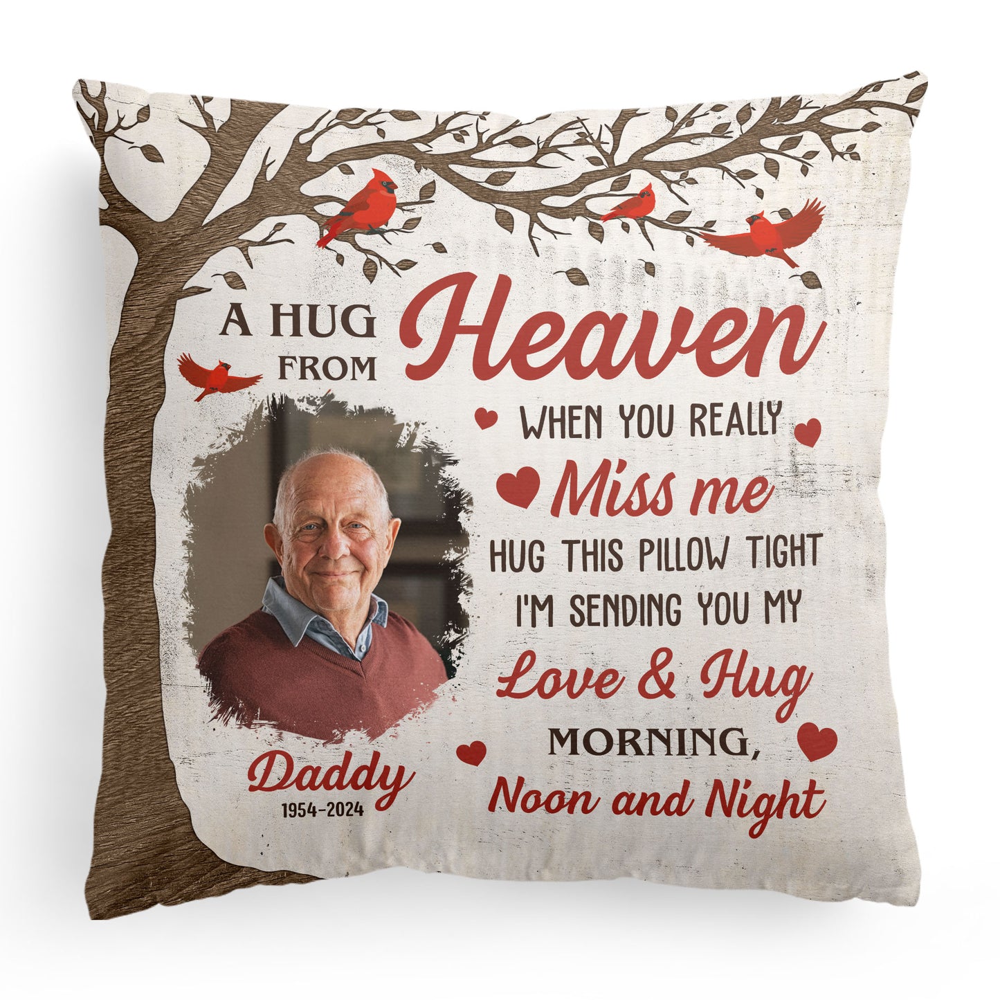 Memorial A Hug From Heaven 2 - Personalized Photo Pillow (Insert Included)