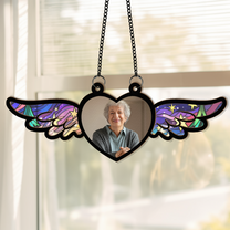 Memorial Angel Wings - Personalized Window Hanging Suncatcher Photo Ornament