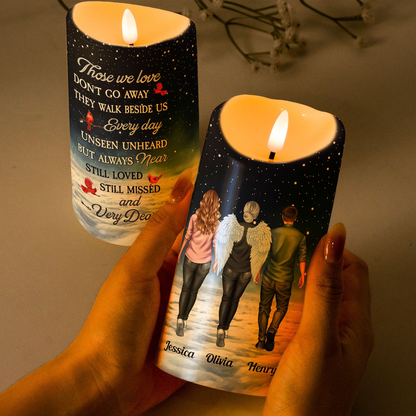 Memorial Candle Those We Love Don't Go Away - Personalized LED Candle