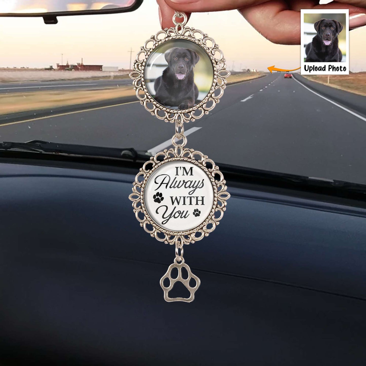 Memorial Car Charm I'm Always With You - Personalized Car Photo Ornament