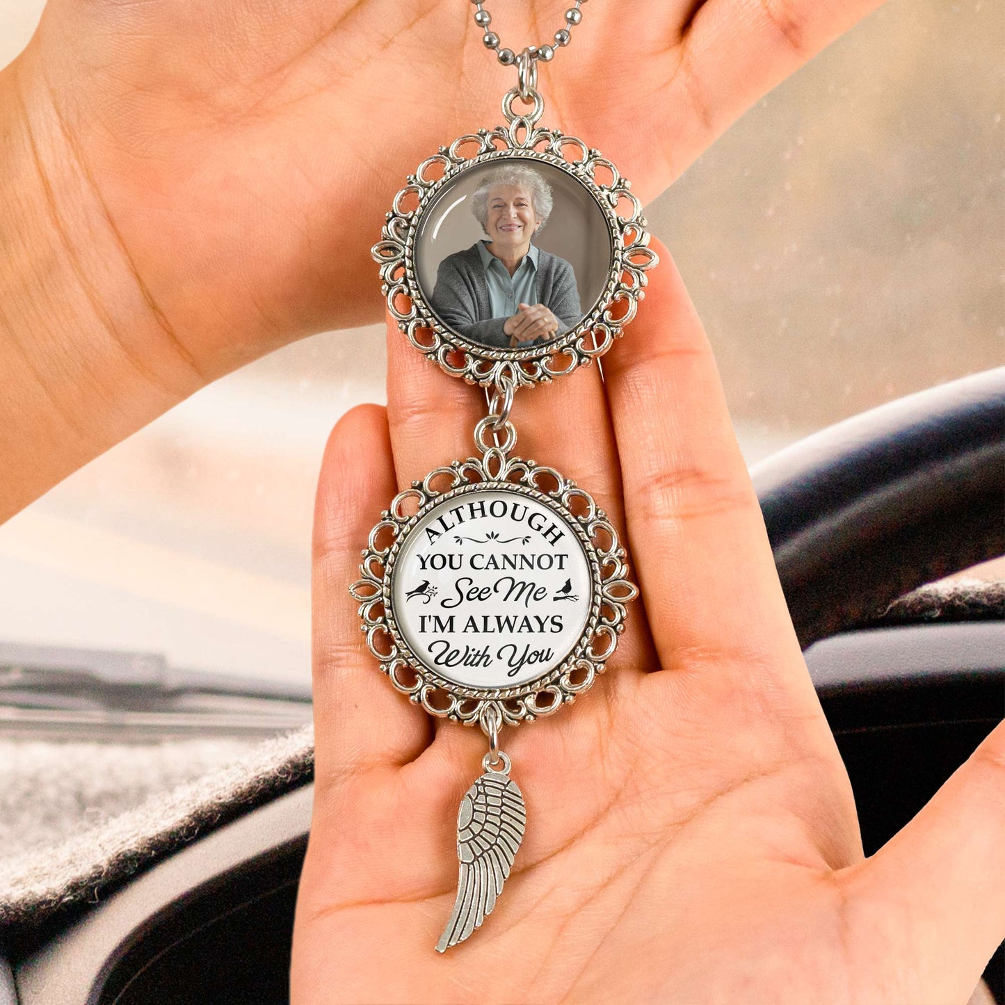 Memorial Car Charm I'm Always With You - Personalized Car Photo Ornament