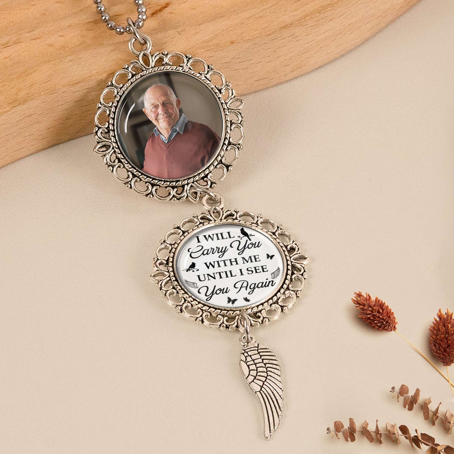 Memorial Car Ornament I Will Carry You With Me - Personalized Car Photo Ornament