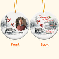 Memorial Christmas In Heaven - Personalized Two-Sided Ceramic Photo Ornament