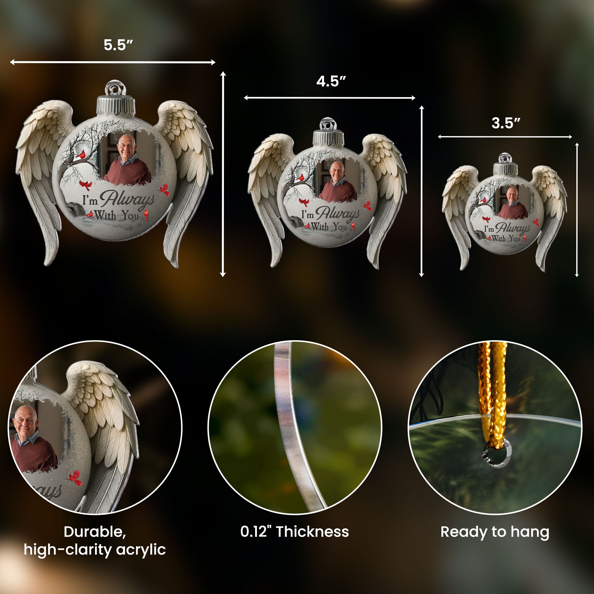 Memorial Christmas Ornament I'm Always With You - Personalized Acrylic Photo Ornament