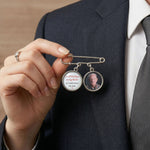 Memorial Custom Photo Gift For Bride Groom On Wedding Day - Personalized Lapel Pin With Charms