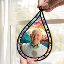 Memorial Family Gift Teardrop - Personalized Window Hanging Suncatcher Photo Ornament