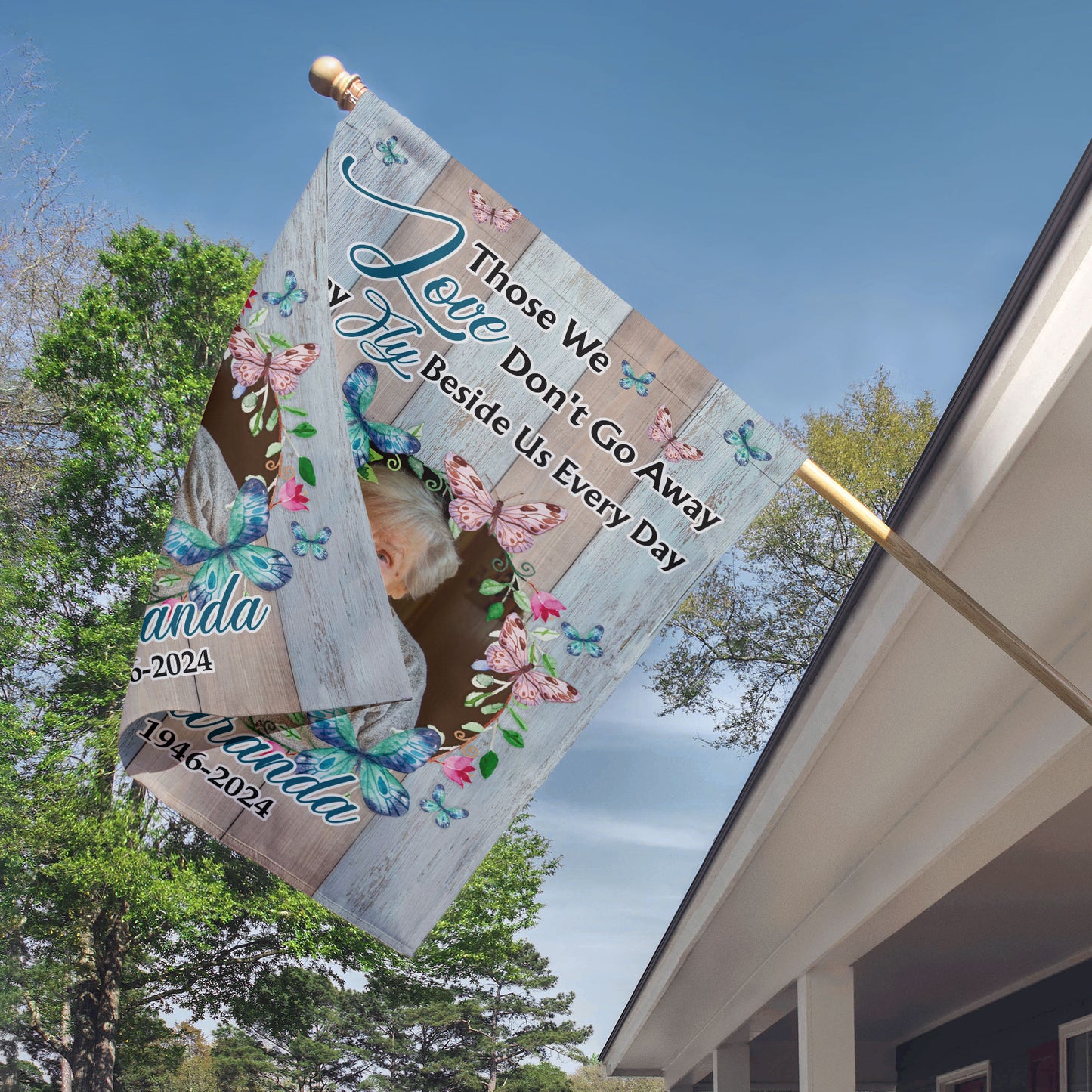 Memorial Garden Flag They Fly Beside Us Every Day - Personalized Photo Flag