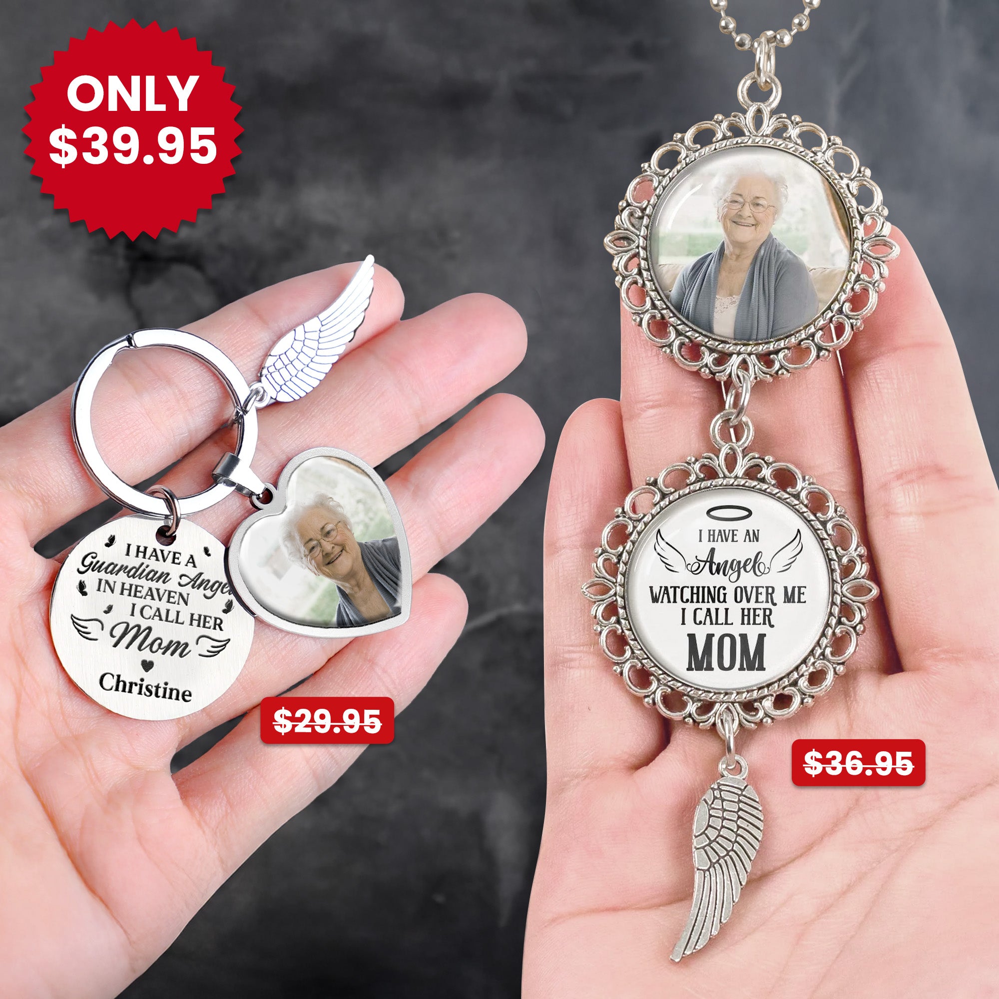 Memorial Gift For Loss Of Loved One Have A Guardian Angel - Custom Photo Gift Set