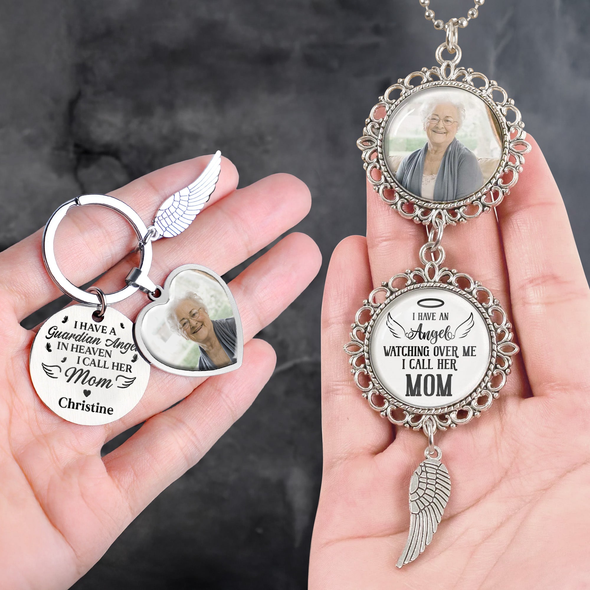 Memorial Gift For Loss Of Loved One Have A Guardian Angel - Custom Photo Gift Set