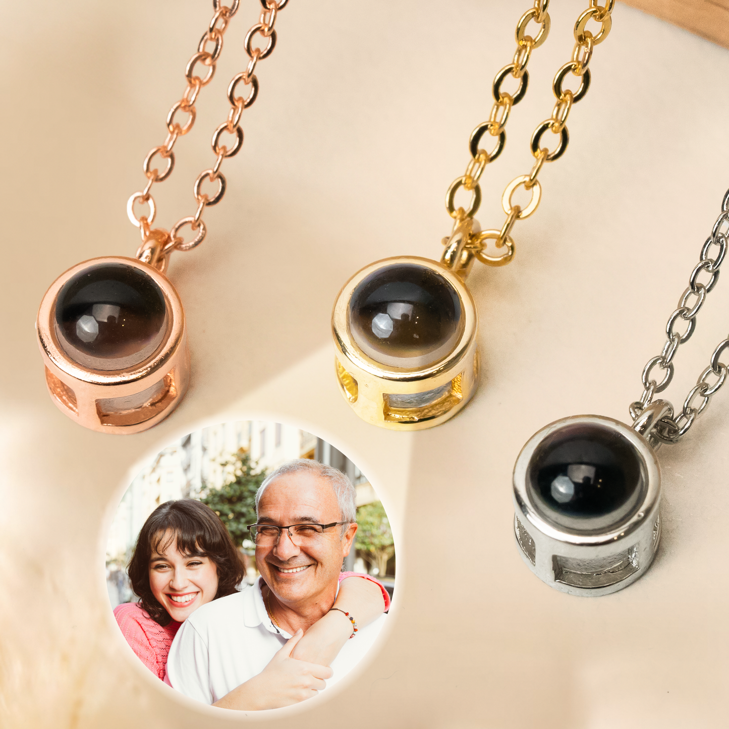 Memorial Gift For Loss Of Loved One - Personalized Photo Projection Necklace