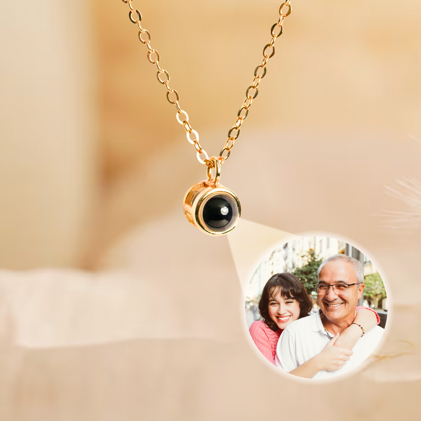 Memorial Gift For Loss Of Loved One - Personalized Photo Projection Necklace