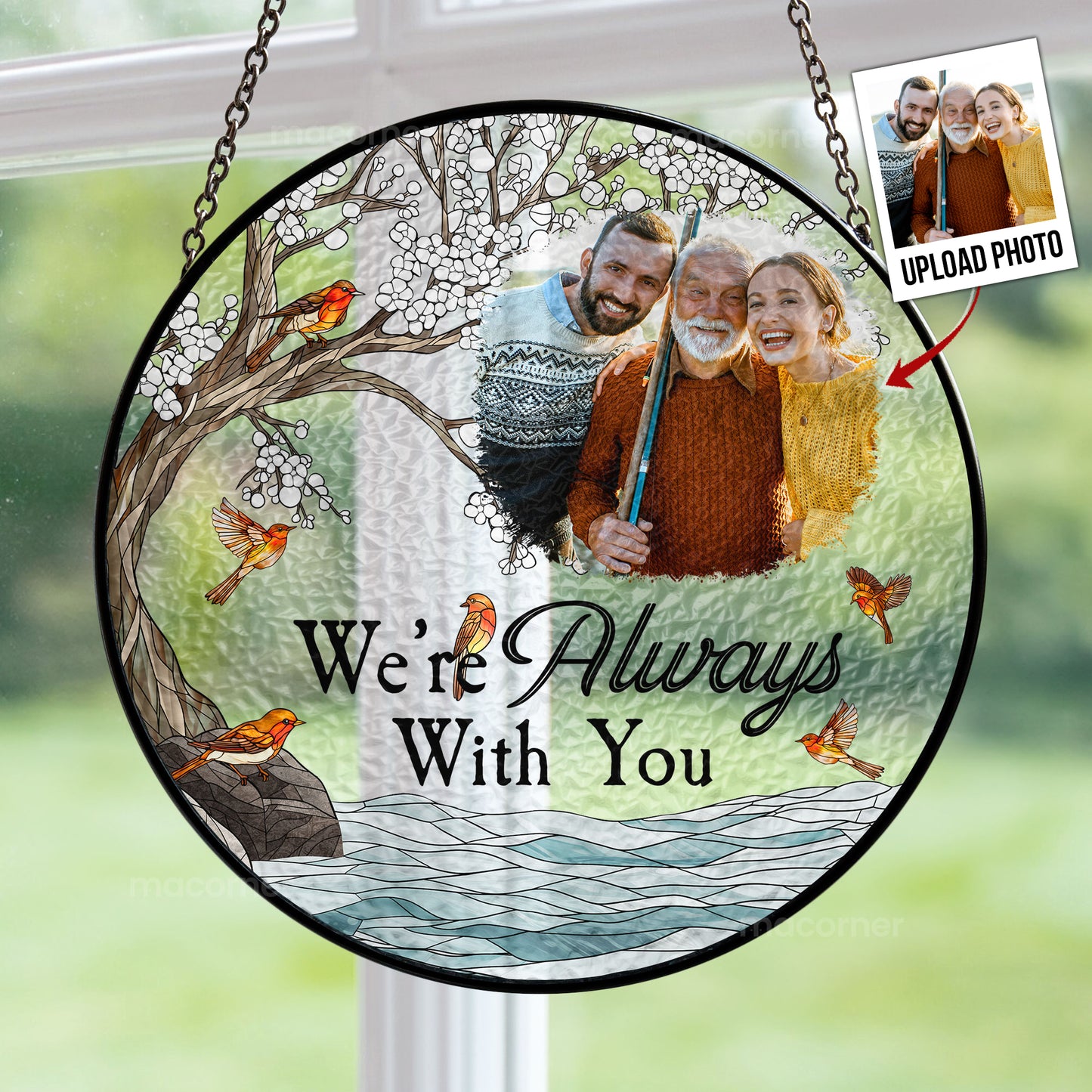 Memorial Gift I'm Always With You - Personalized Photo Stained Glass Window Hanging Suncatcher