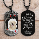 Memorial Gift Pet I Will Carry You - Personalized Photo Dog Tag Necklace