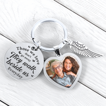 Those We Love Don't Go Away Memorial Gift  - Personalized Photo Keychain