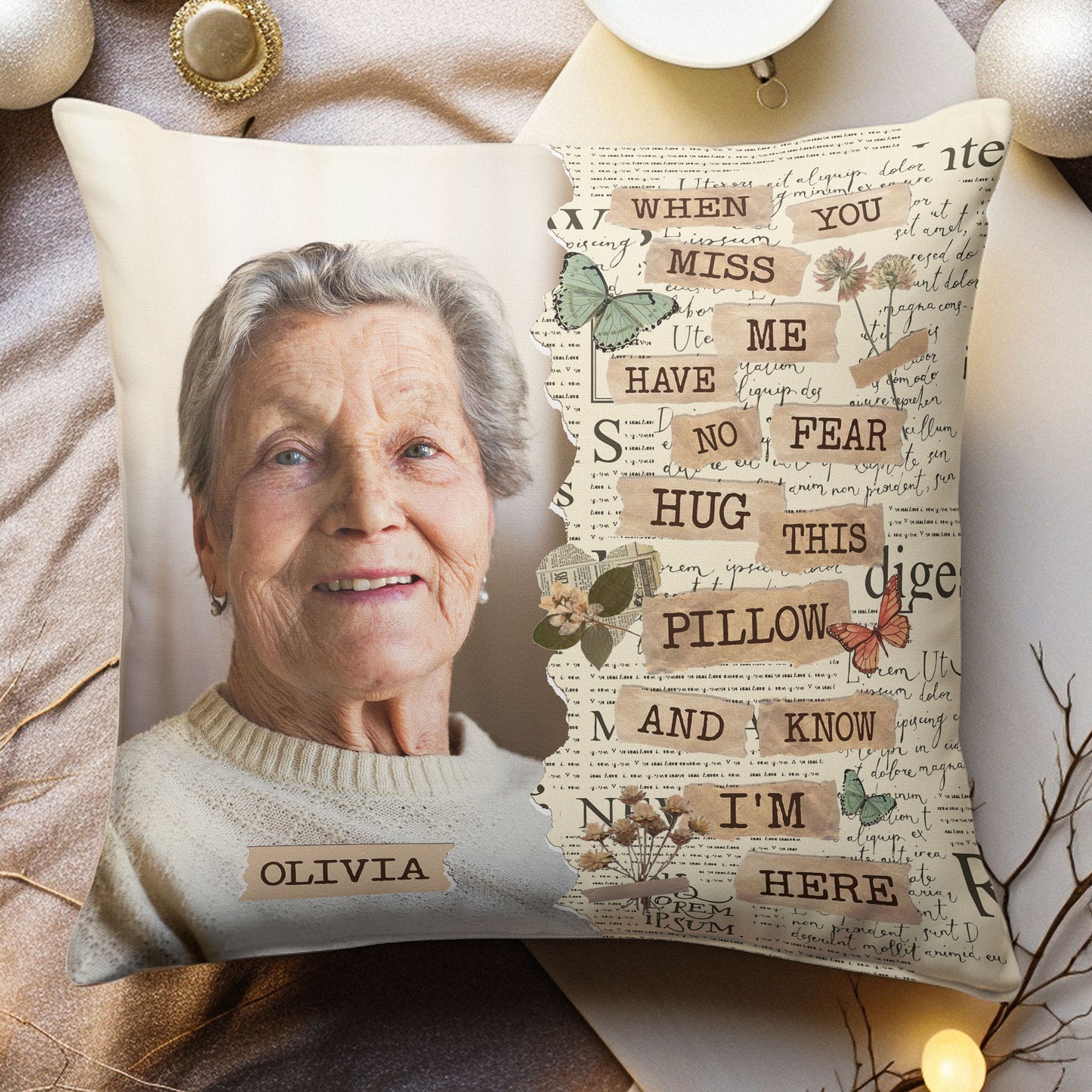 Memorial Hug This Pillow & Know I'm Here - Personalized Photo Pillow (Insert Included)