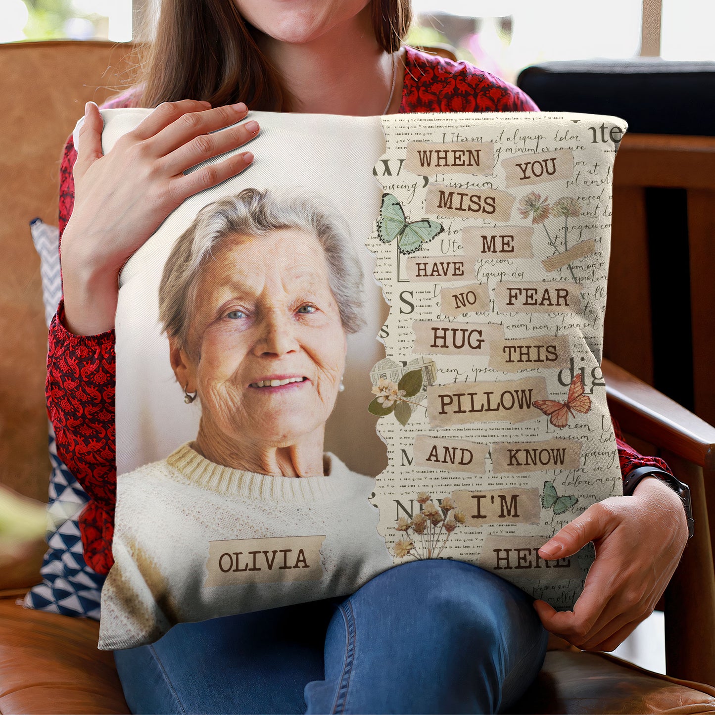 Memorial Hug This Pillow & Know I'm Here - Personalized Photo Pillow (Insert Included)