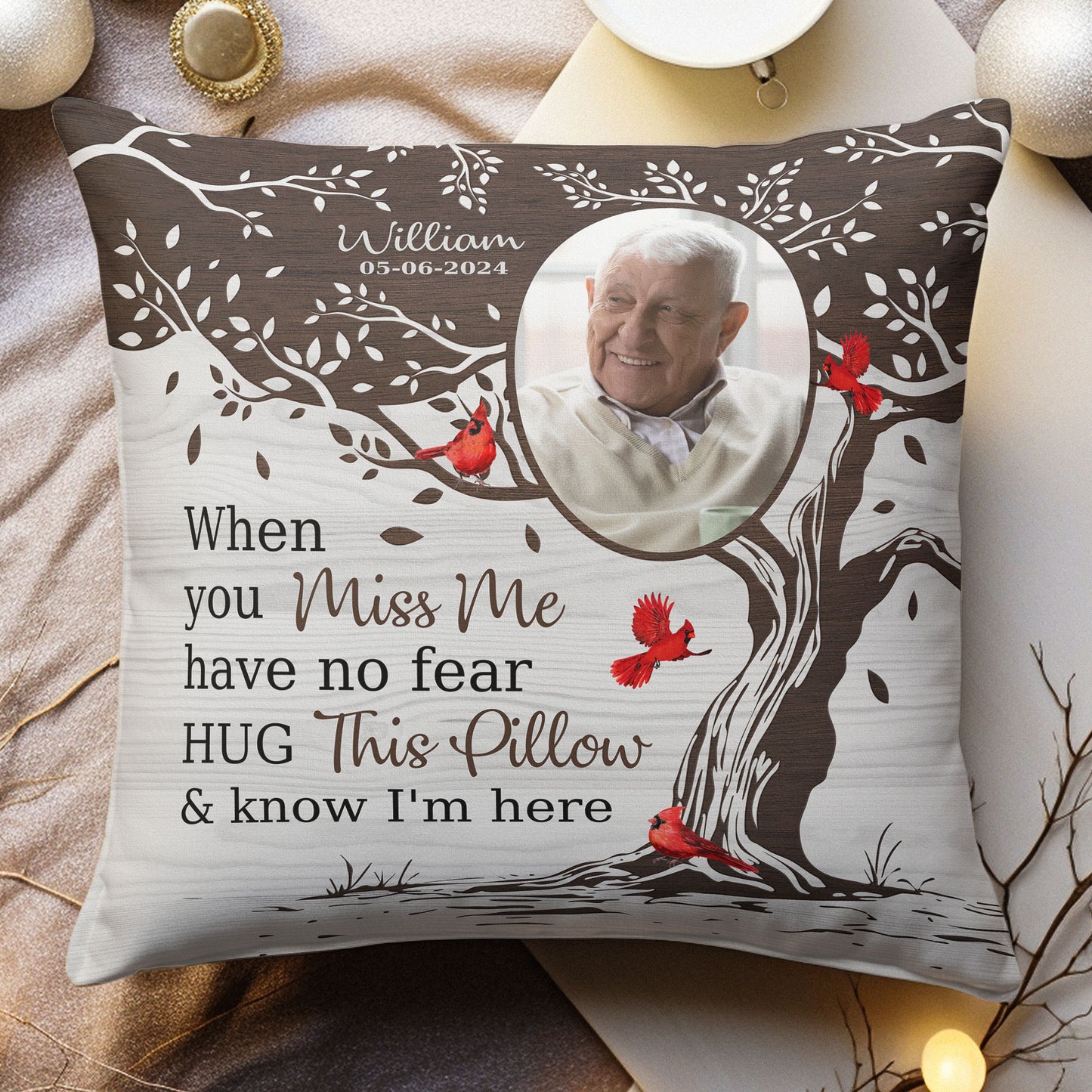 Memorial Hug This Pillow & Know I'm Here - Personalized Photo Pillow (Insert Included)