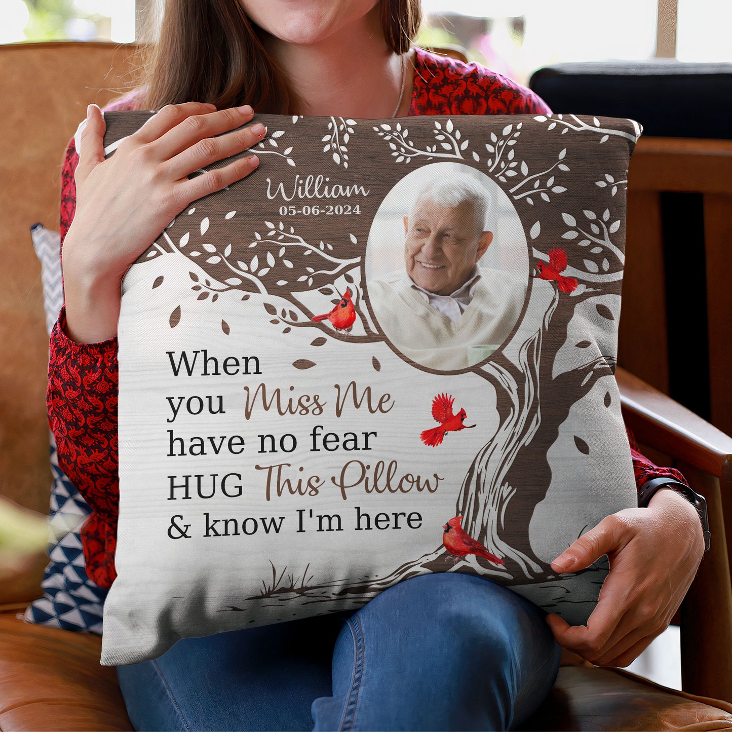 Memorial Hug This Pillow & Know I'm Here - Personalized Photo Pillow (Insert Included)