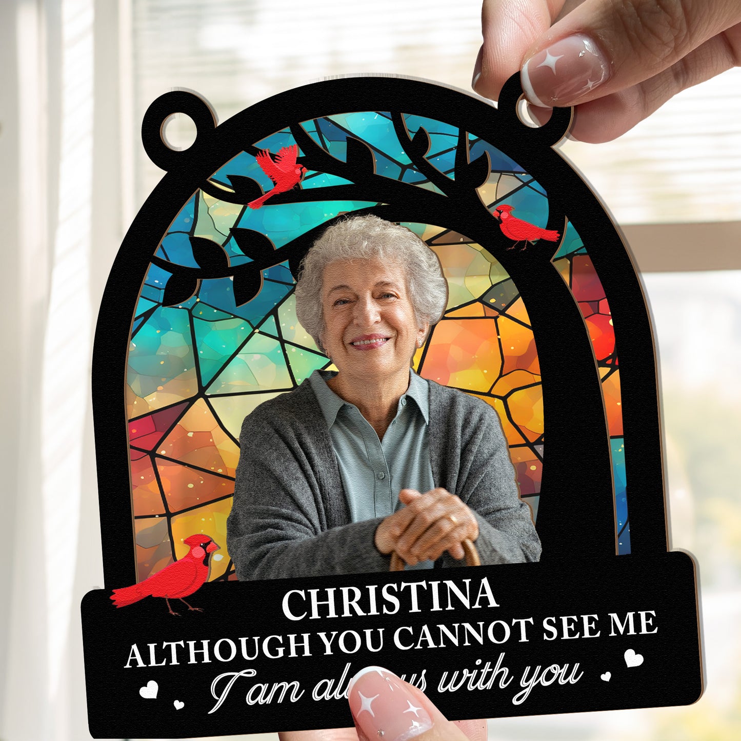 Memorial I Am Always With You - Personalized Window Hanging Suncatcher Photo Ornament