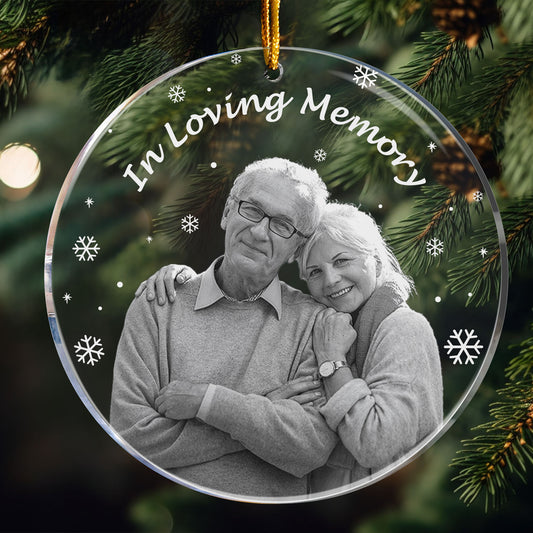 Memorial In Loving Memory Forever In Our Hearts - Personalized Acrylic Photo Ornament