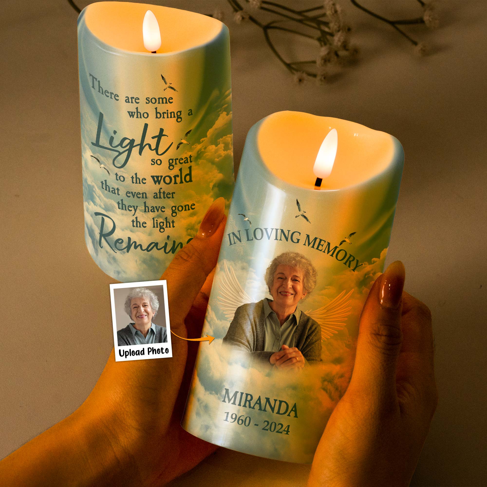 Memorial Led Candle Light Remains Forever - Personalized Photo LED Candle