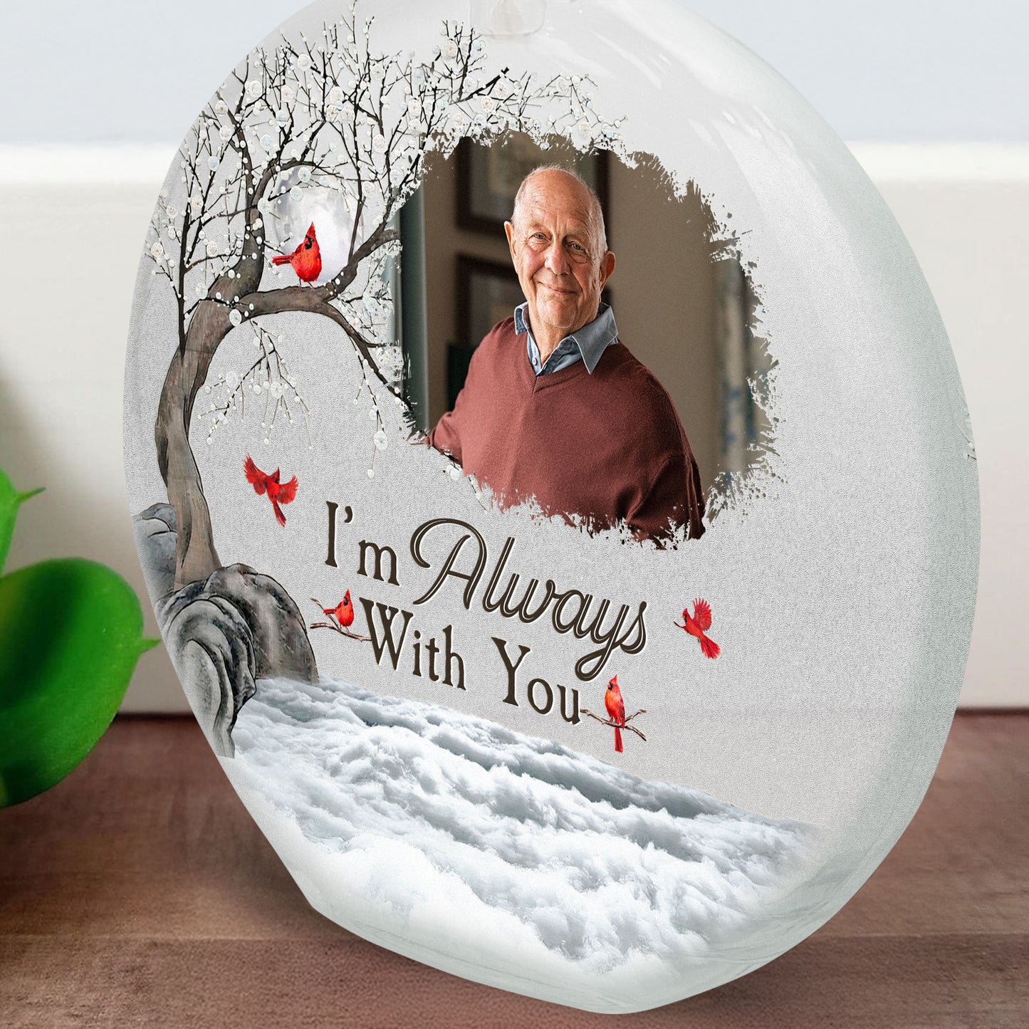 Memorial Light I'm Always With You - Personalized Photo Round Flat Bottle Light