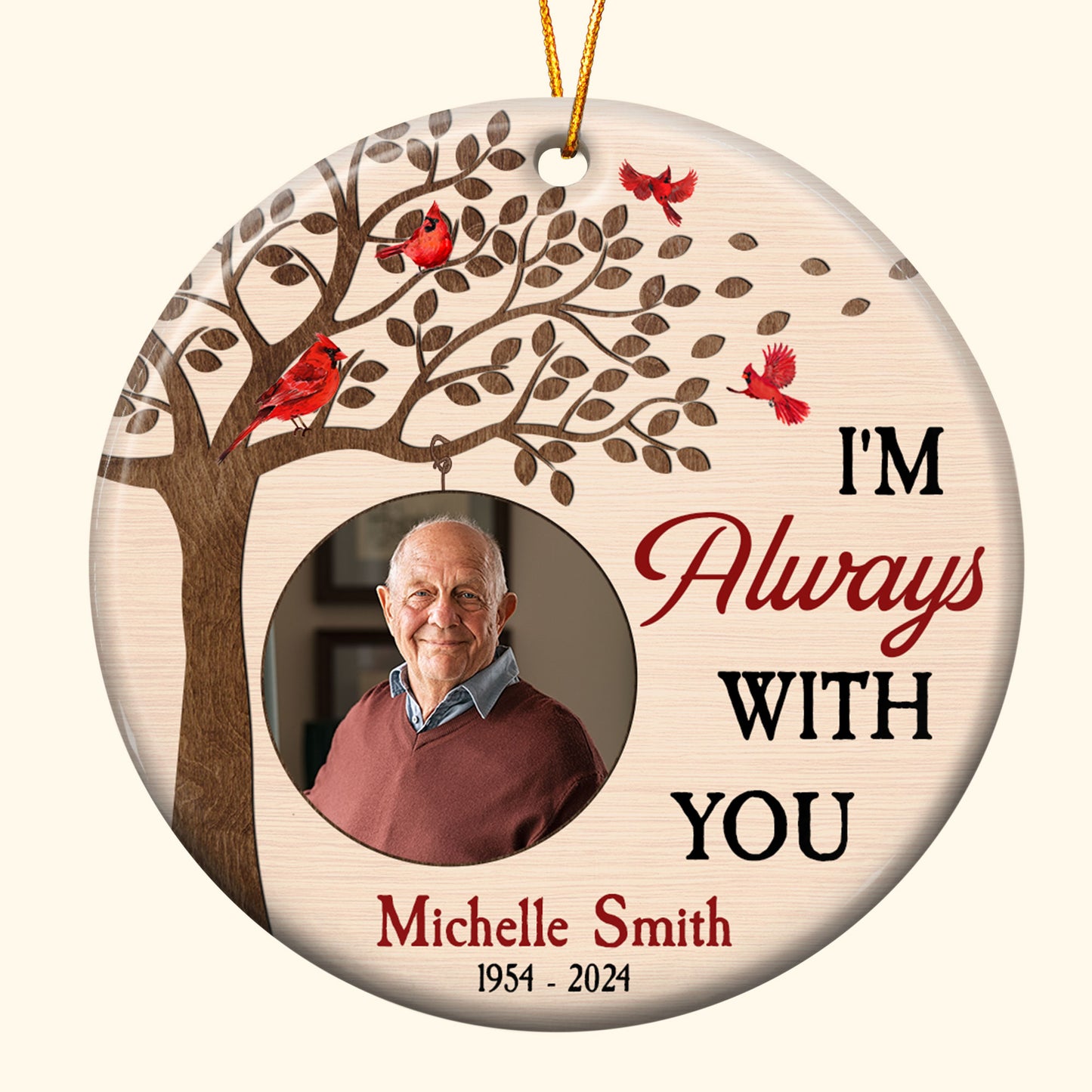 Memorial Ornament I'm Always With You - Personalized Ceramic Photo Ornament