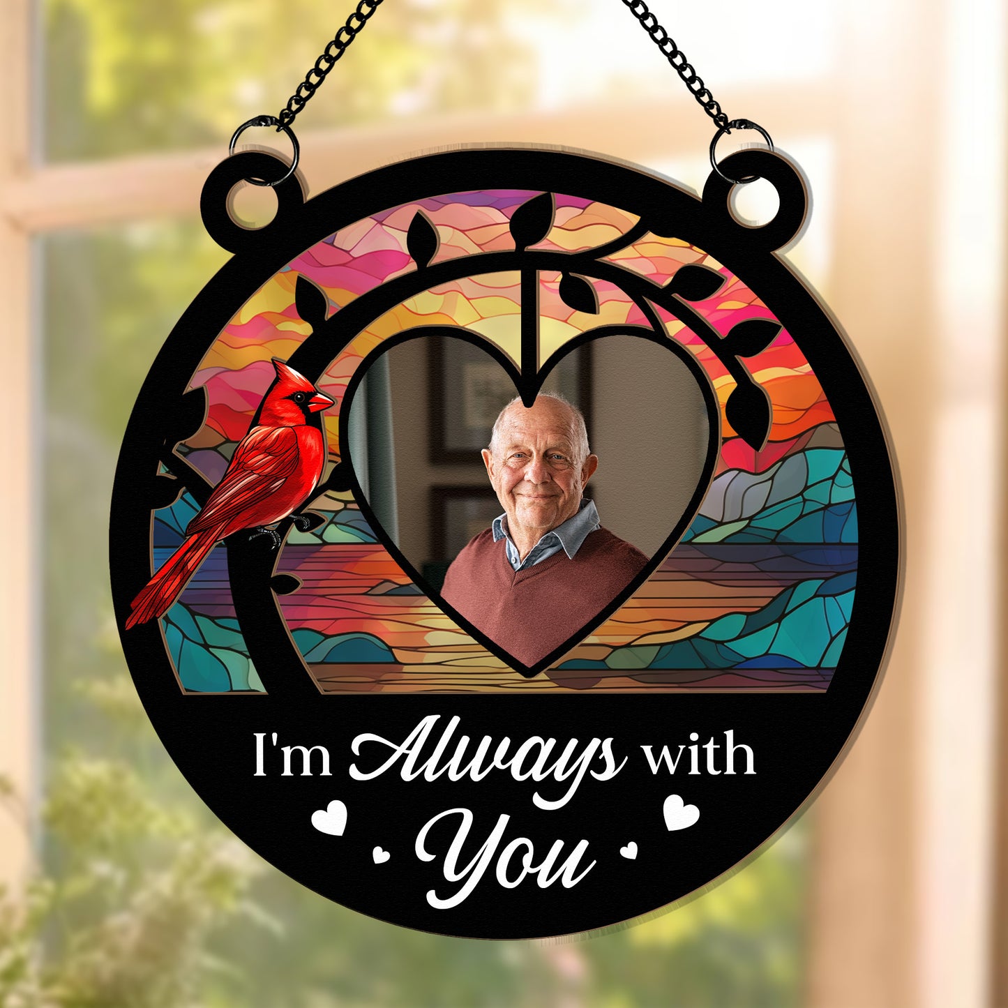 Memorial Ornament I'm Always With You - Personalized Window Hanging Suncatcher Photo Ornament