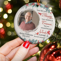Memorial Ornament Your Life Was A Blessing - Personalized Ceramic Photo Ornament