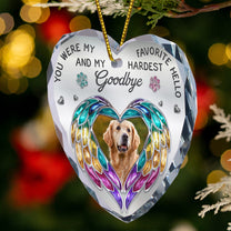 Memorial Pet For Loss Of Dogs, Cats - Personalized Heart Glass Photo Ornament