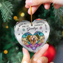 Memorial Pet For Loss Of Dogs, Cats - Personalized Heart Glass Photo Ornament