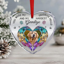 Memorial Pet For Loss Of Dogs, Cats - Personalized Heart Glass Photo Ornament