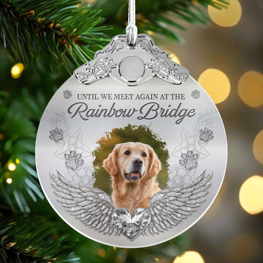 Memorial Pet In Heaven - Personalized Glass Photo Ornament With Silver Cap