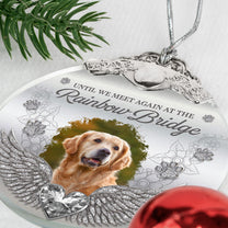 Memorial Pet In Heaven - Personalized Glass Photo Ornament With Silver Cap