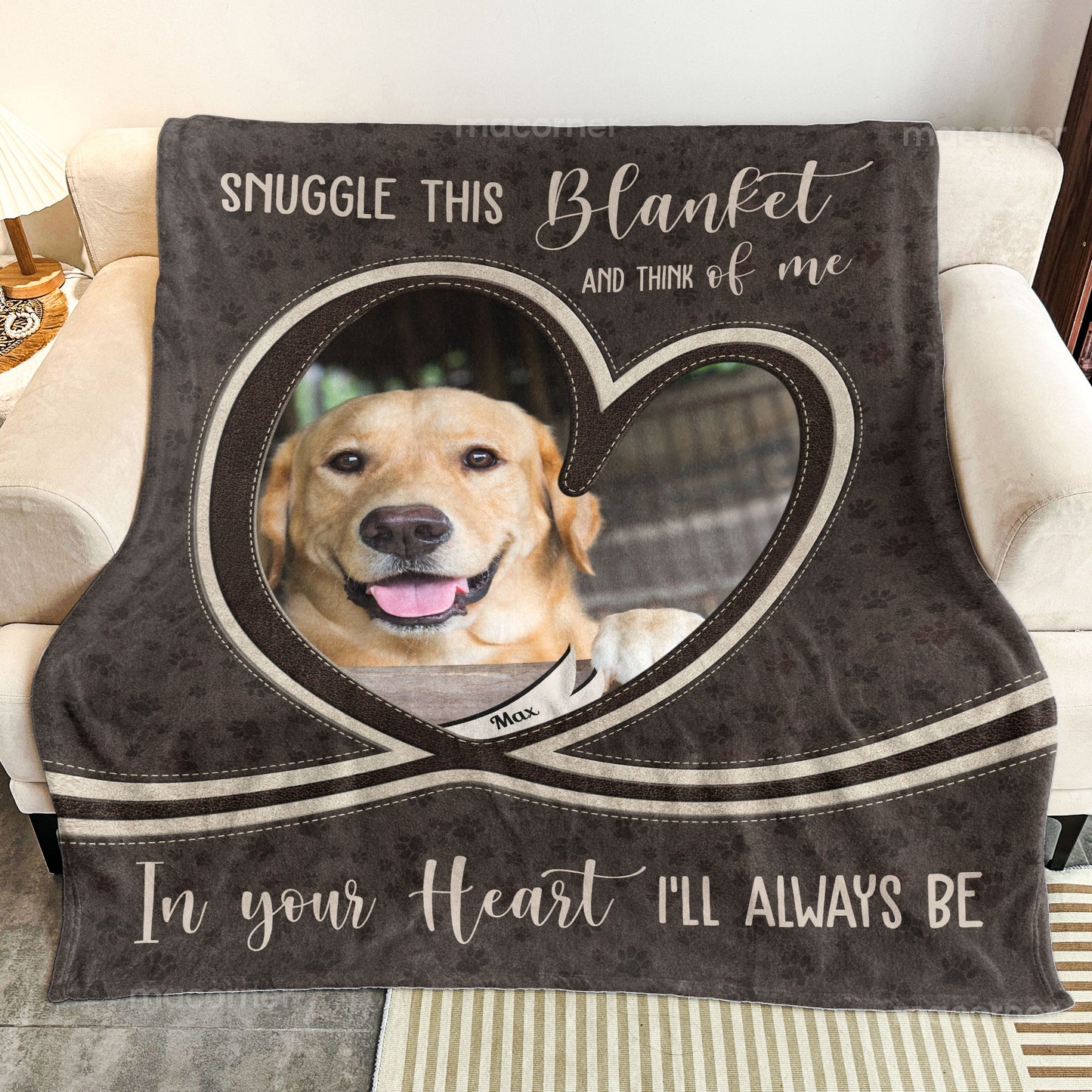 Memorial Pet Loss Snuggle This Blanket And Think Of Me - Personalized Photo Blanket