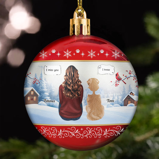 Memorial Pet Ornament, I Miss You - Personalized Ball Ornament