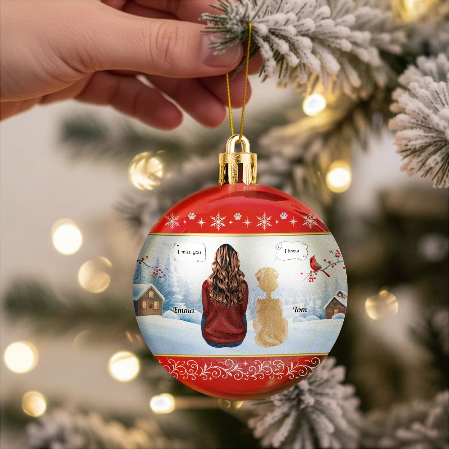 Memorial Pet Ornament, I Miss You - Personalized Ball Ornament