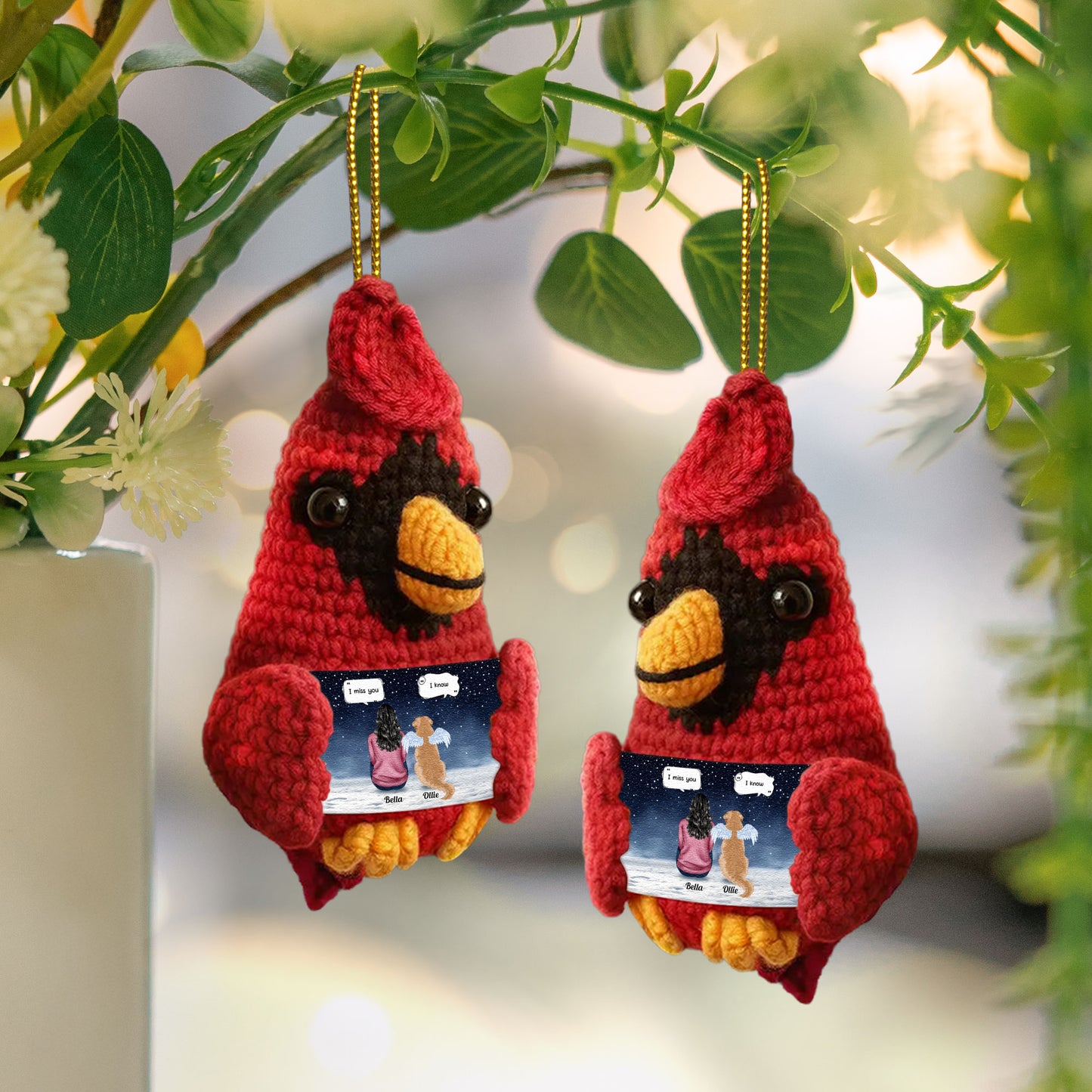 Memorial Pet - Personalized Crochet Cardinal Ornament