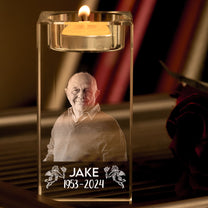 Memorial Photo - Personalized Photo Crystal Candle Holder