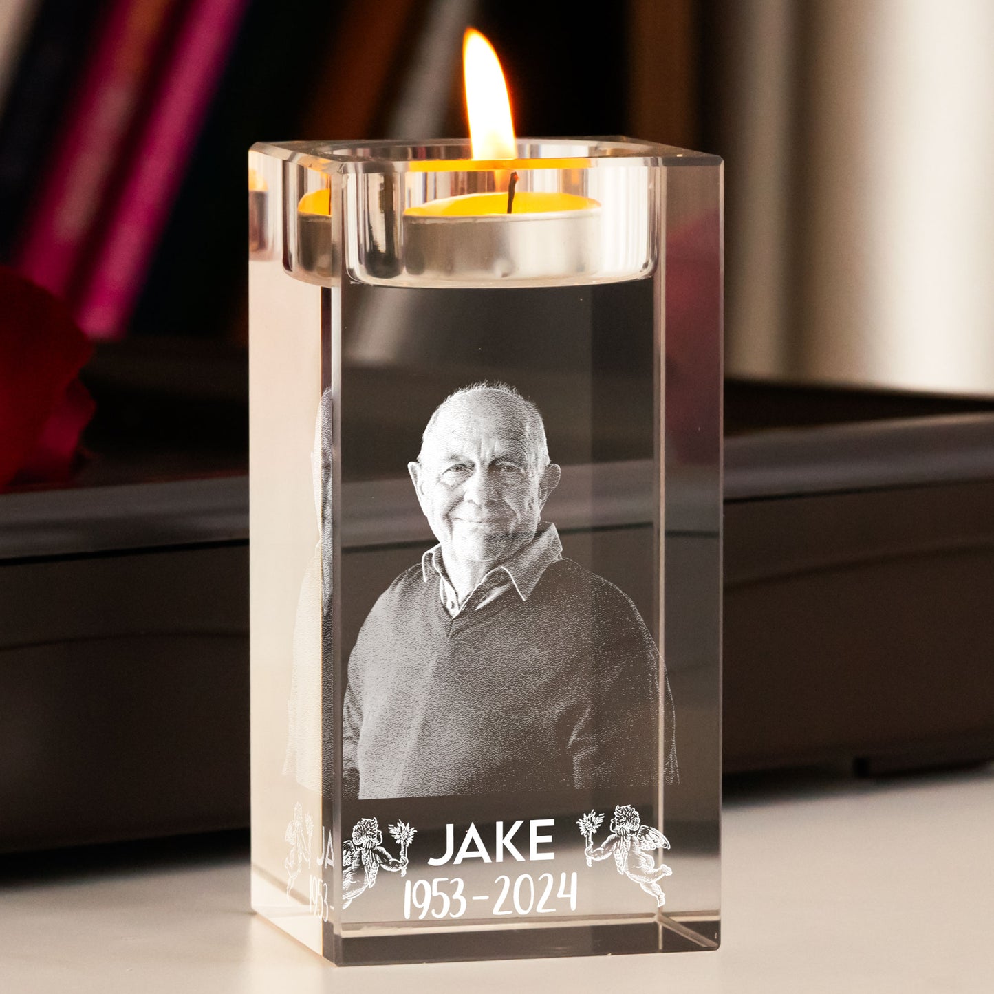 Memorial Photo - Personalized Photo Crystal Candle Holder