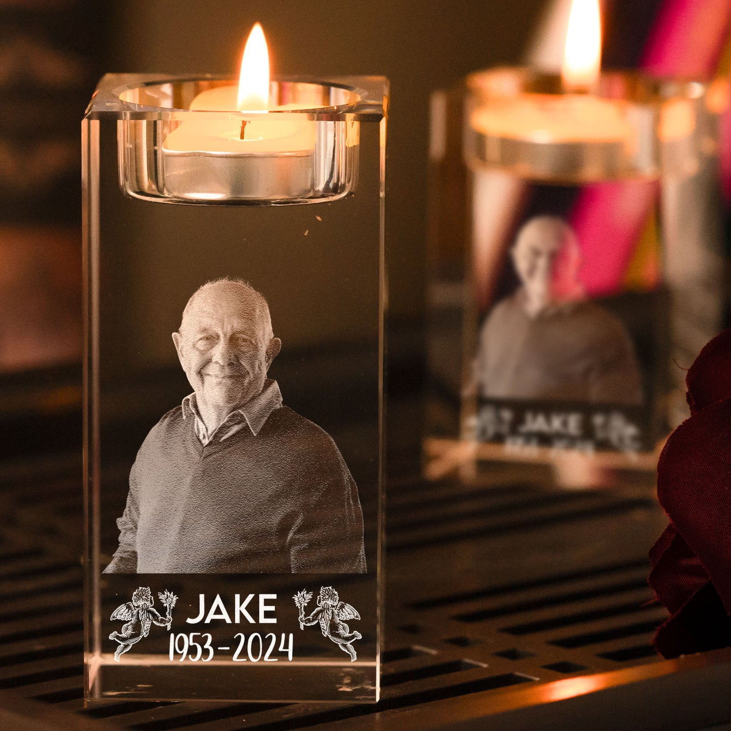 Memorial Photo - Personalized Photo Crystal Candle Holder